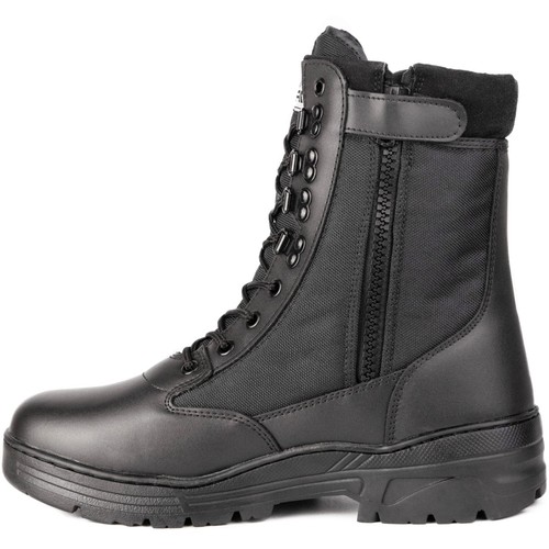 Black leather side zip army - leather,